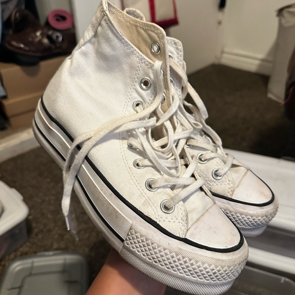 Chunky high top white converse